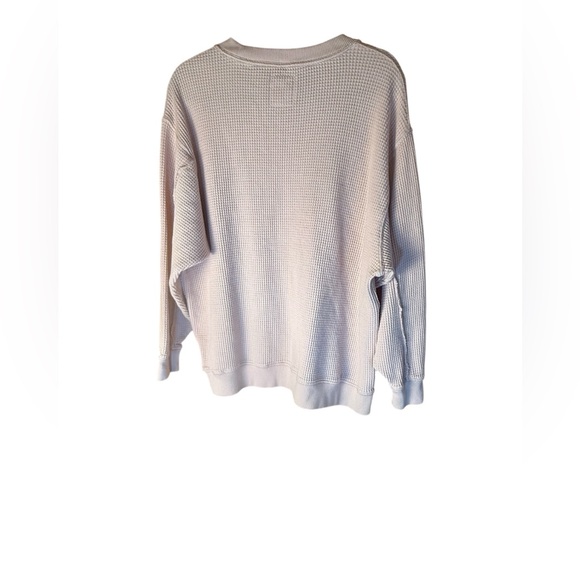 Aerie Oversized Dusty Pink Waffle Knit Thermal Crewneck Sweater Size L - Picture 3 of 8